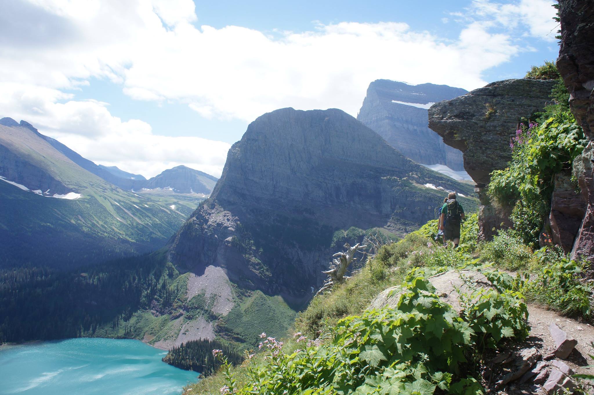 Thomas in the hiking on a trail in Glacier National Park near Many Glacier